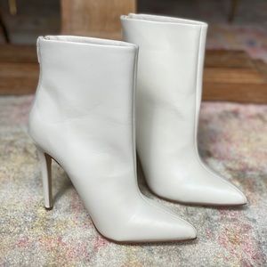 Just Fab White Annabella Booties